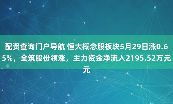 配资查询门户导航 恒大概念股板块5月29日涨0.65%，全筑股份领涨，主力资金净流入2195.52万元