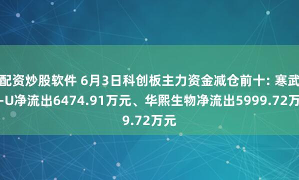 配资炒股软件 6月3日科创板主力资金减仓前十: 寒武纪-U净流出6474.91万元、华熙生物净流出5999.72万元